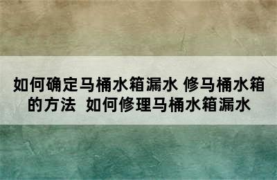 如何确定马桶水箱漏水 修马桶水箱的方法  如何修理马桶水箱漏水